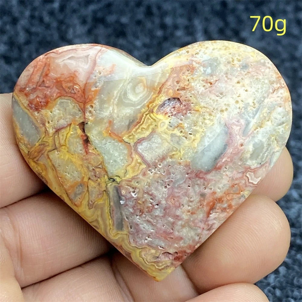 Yellow Crazy Agate Hearts-ToShay.org