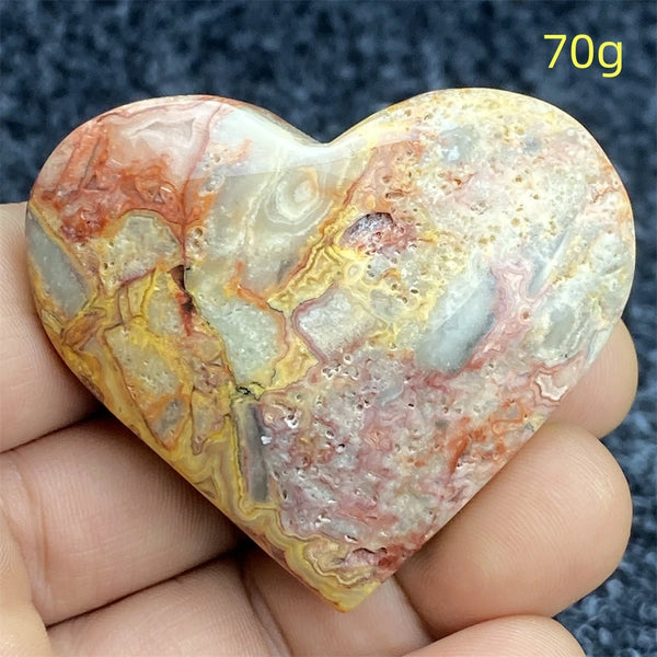 Yellow Crazy Agate Hearts-ToShay.org