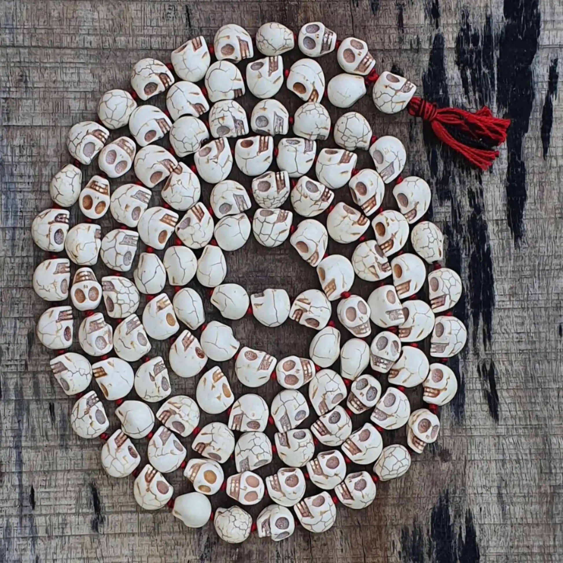 White Howlite Skull Bead Mala-ToShay.org