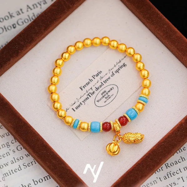 Gold Persimmon Bead Bracelet-ToShay.org