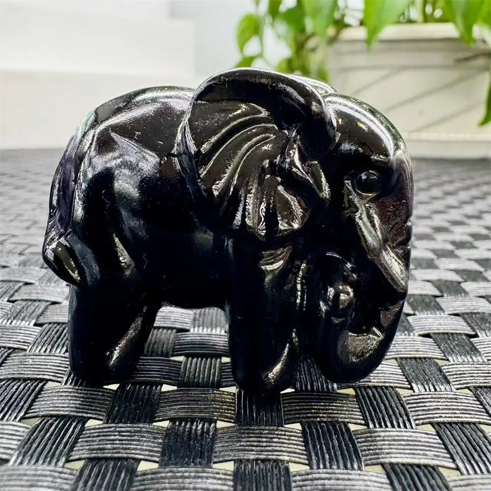 4.8cm 4.8cm Natural Crystal Quartz Elephant Carving - Reiki Healing Gemstone Sculpture Mineral Artwork for Collection And Gift-ToShay.org