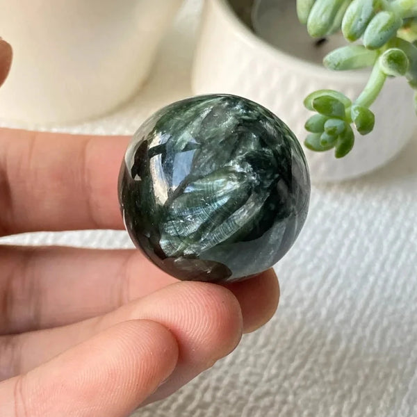 Green Seraphinite Crystal Ball-ToShay.org