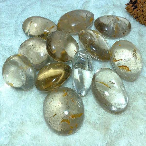 Clear Smokey Quartz Palm Stone-ToShay.org