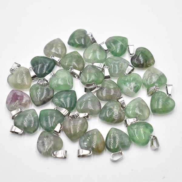 Green Fluorite Heart Pendants-ToShay.org