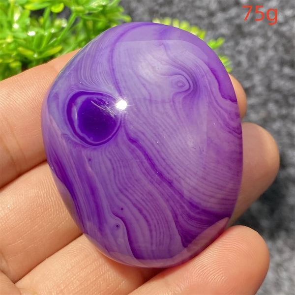 Purple Silk Agate Palm Stone-ToShay.org