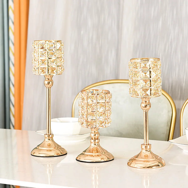 Gold Crystal Candle Holders-ToShay.org