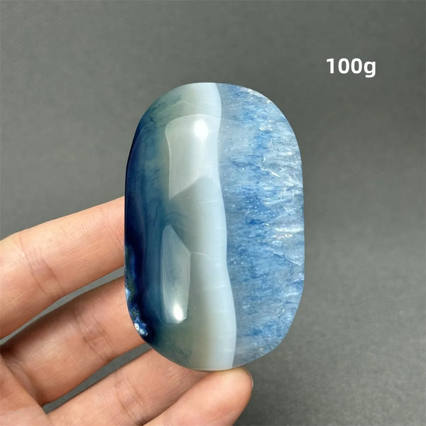 Blue Agate Palm Stone-ToShay.org