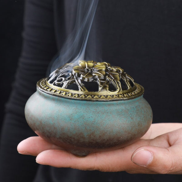Glazed Celadon Incense Burner-ToShay.org