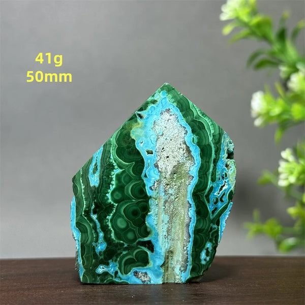 Blue Chrysocolla Malachite Point-ToShay.org