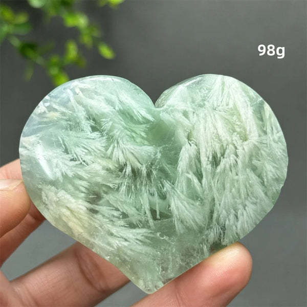 Green Feather Fluorite Heart-ToShay.org