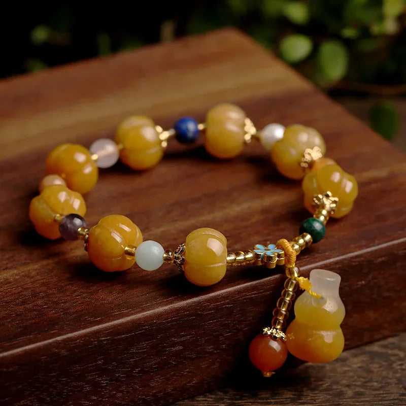 Gold Jade Pumpkin Bead-ToShay.org