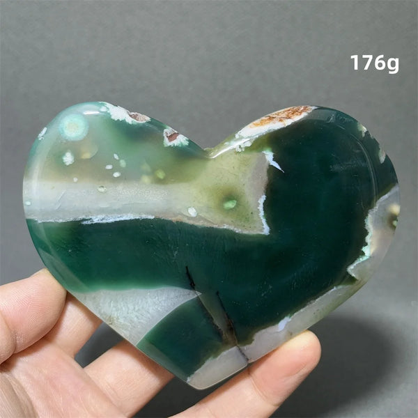 Green Sakura Agate Heart-ToShay.org
