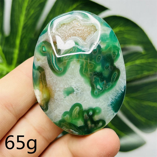Green Flower Agate Palm Stone-ToShay.org