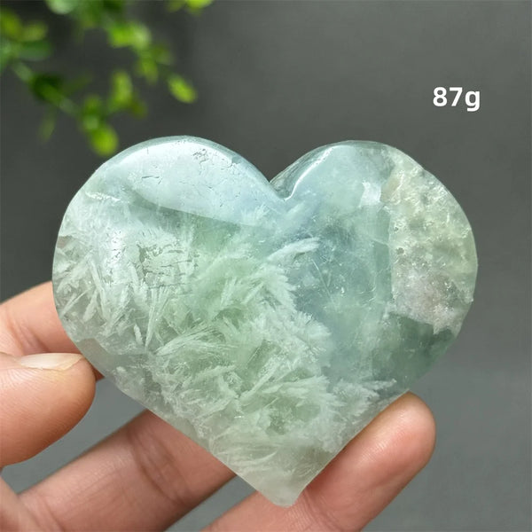 Green Feather Fluorite Heart-ToShay.org
