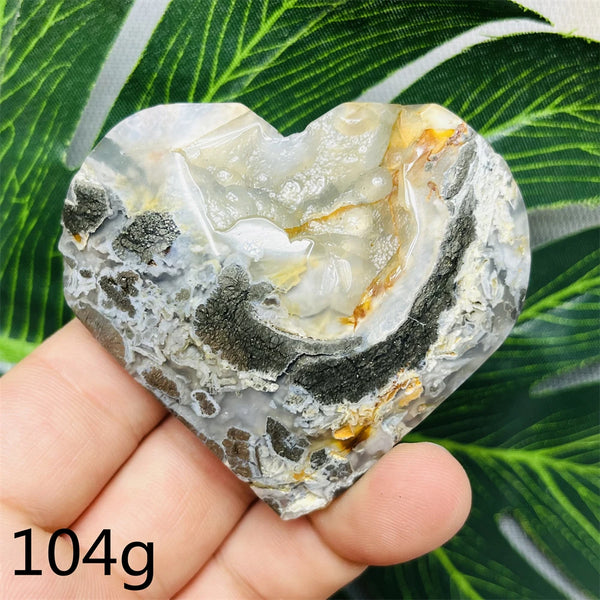 Yellow Chalcopyrite Agate Heart-ToShay.org
