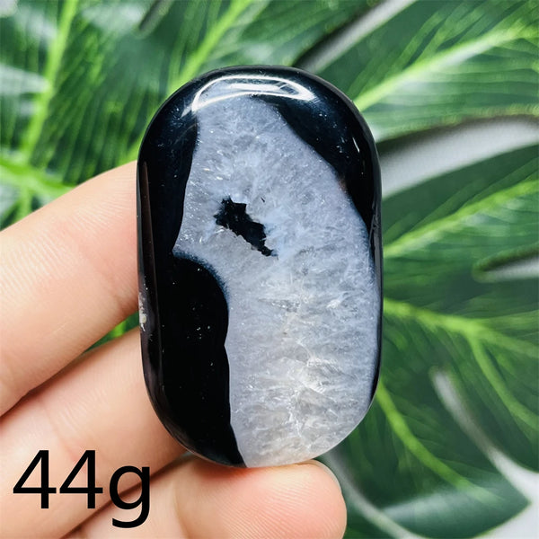 Black White Agate Palm Stone-ToShay.org