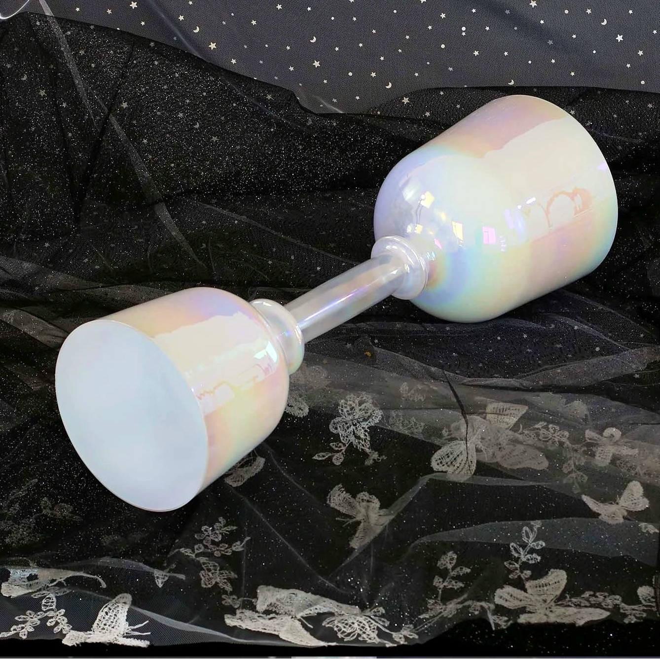 White Cosmic Double Singing Bowls-ToShay.org