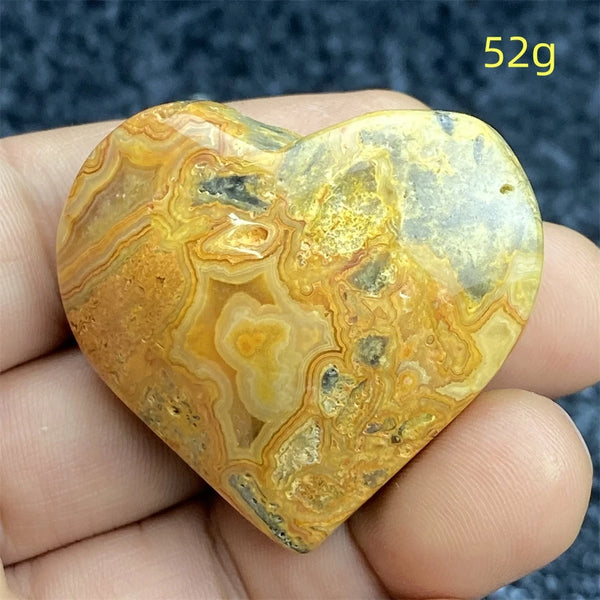 Yellow Crazy Agate Hearts-ToShay.org