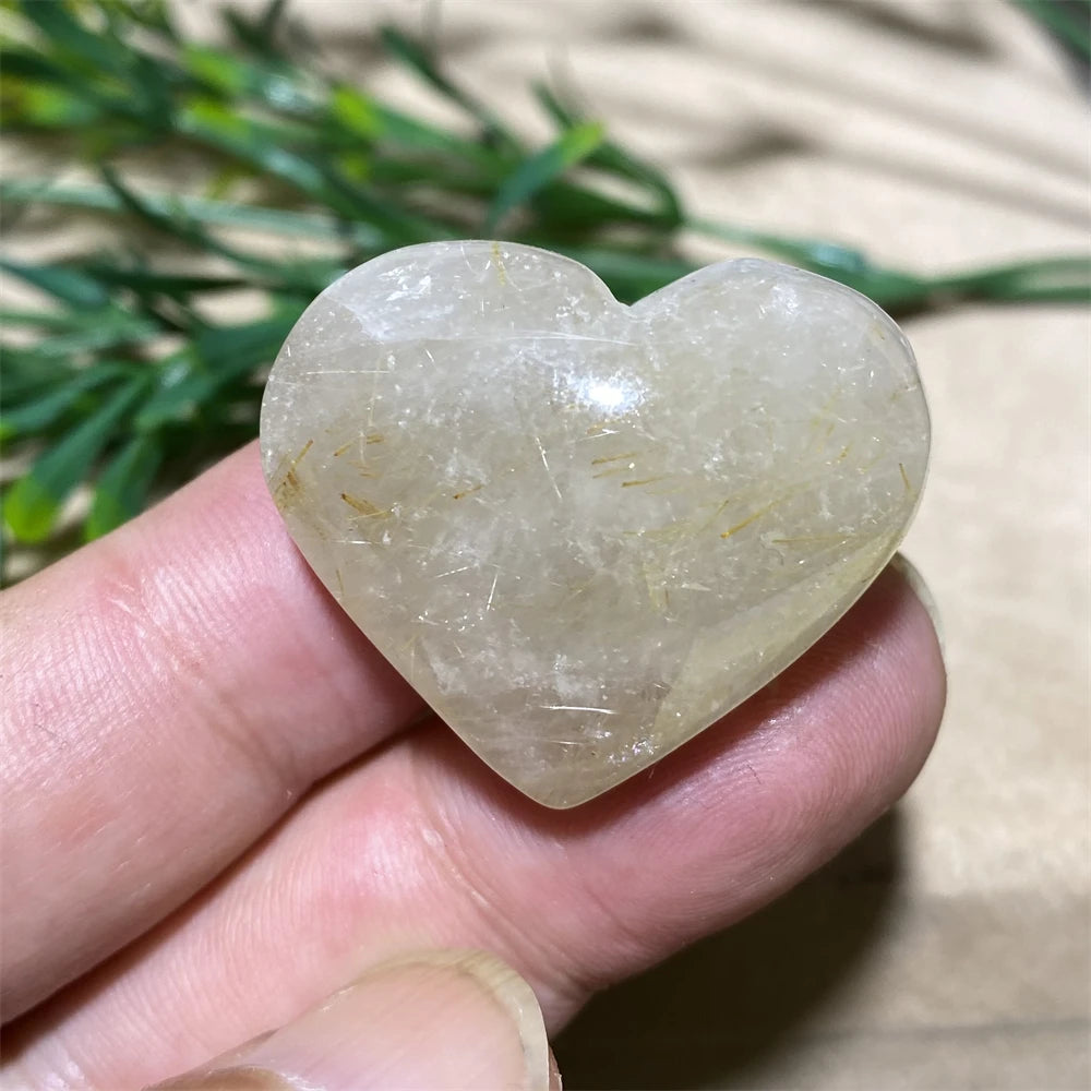 Gold Hair Rutile Quartz Heart-ToShay.org