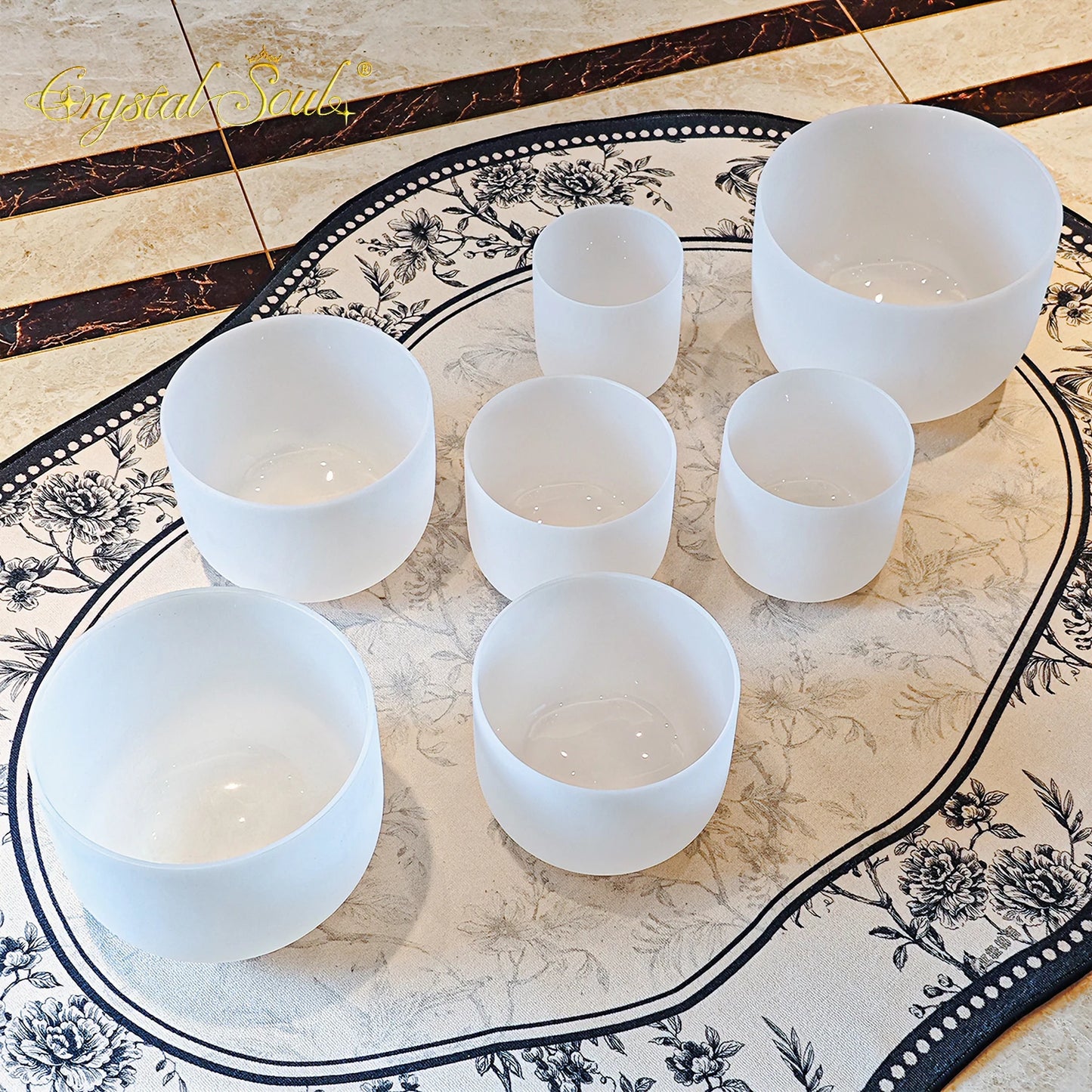 White Frosted Crystal Singing Bowls-ToShay.org