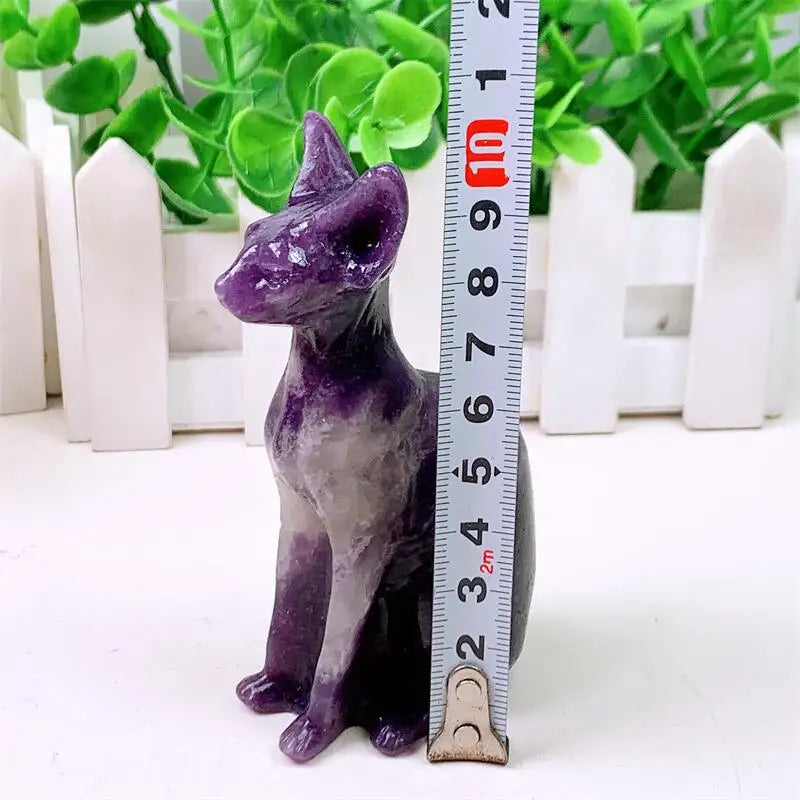1PCS Natural Purple Mica Cartoon Cat Shaped Healing Stone Crystal Craft for Home Decoration Unique Holiday Gift-ToShay.org