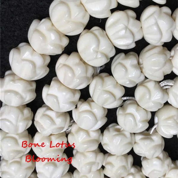 White Yak Bone Lotus Beads-ToShay.org