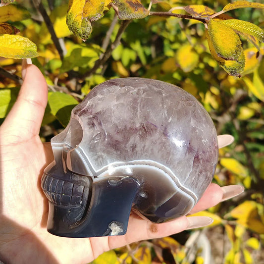 Grey Agate Geode Skull-ToShay.org
