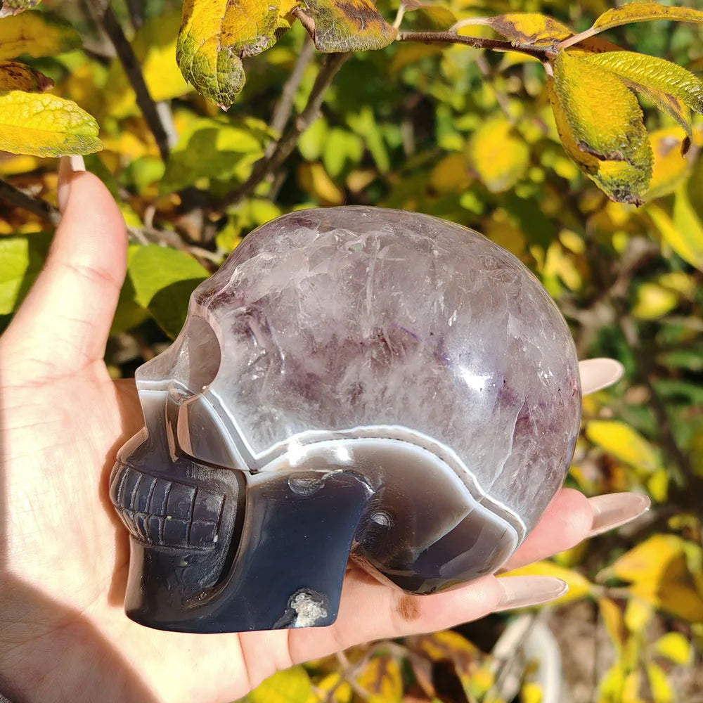 Grey Agate Geode Skull-ToShay.org