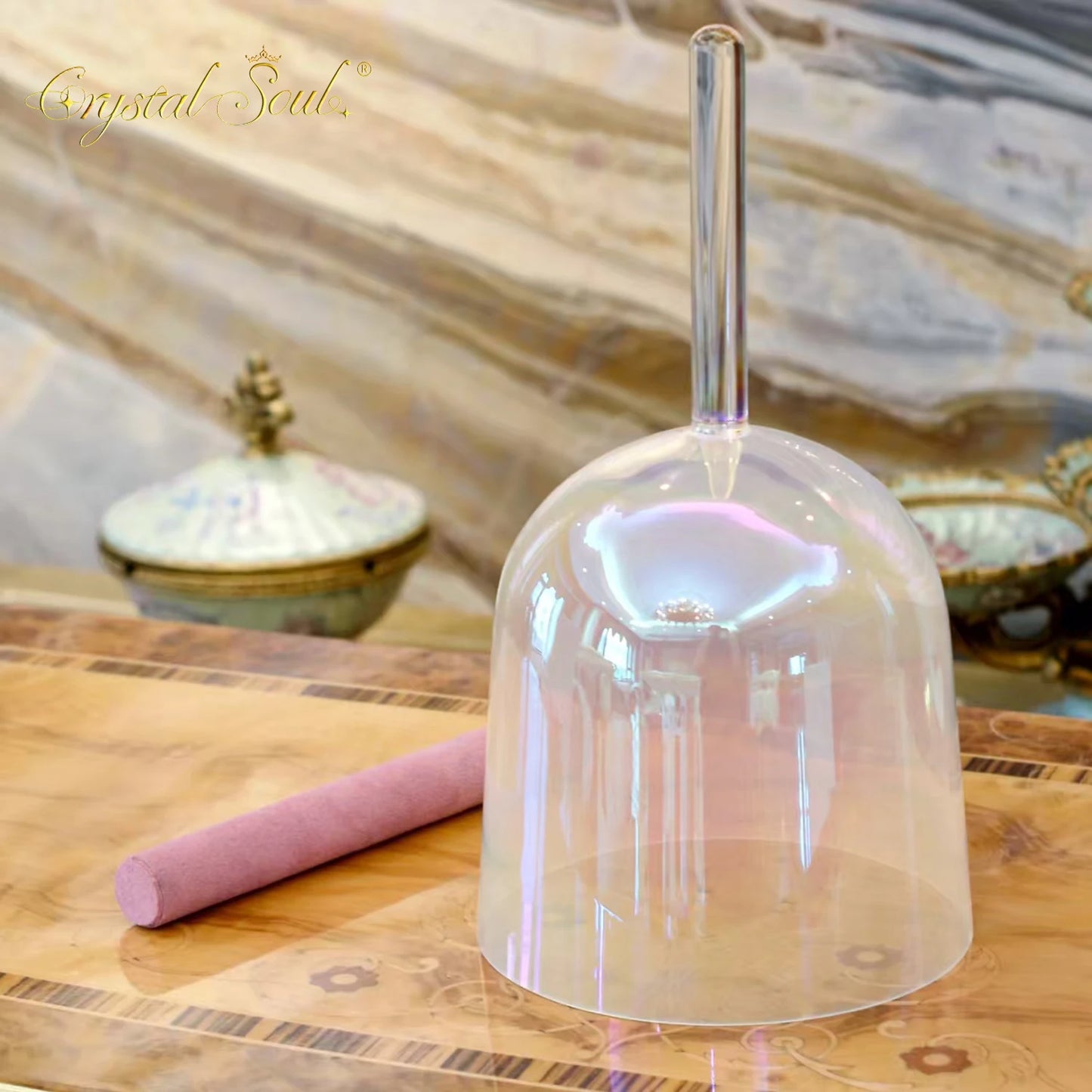 White Aurora Singing Handle Bowl-ToShay.org