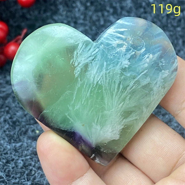 Green Feather Fluorite Heart-ToShay.org