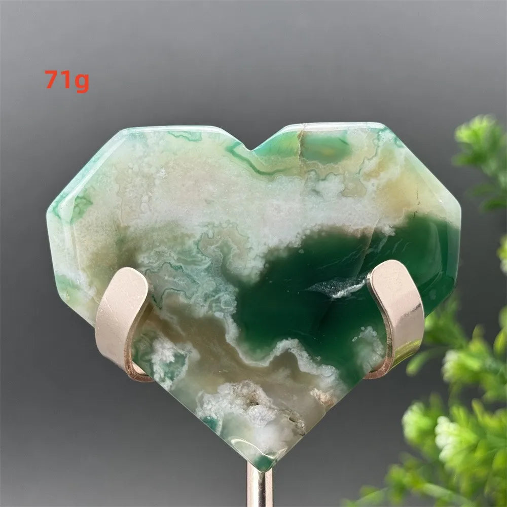 Green Cherry Blossom Agate Heart-ToShay.org