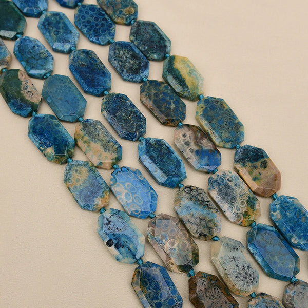 Blue Chrysanthemum Coral Beads-ToShay.org