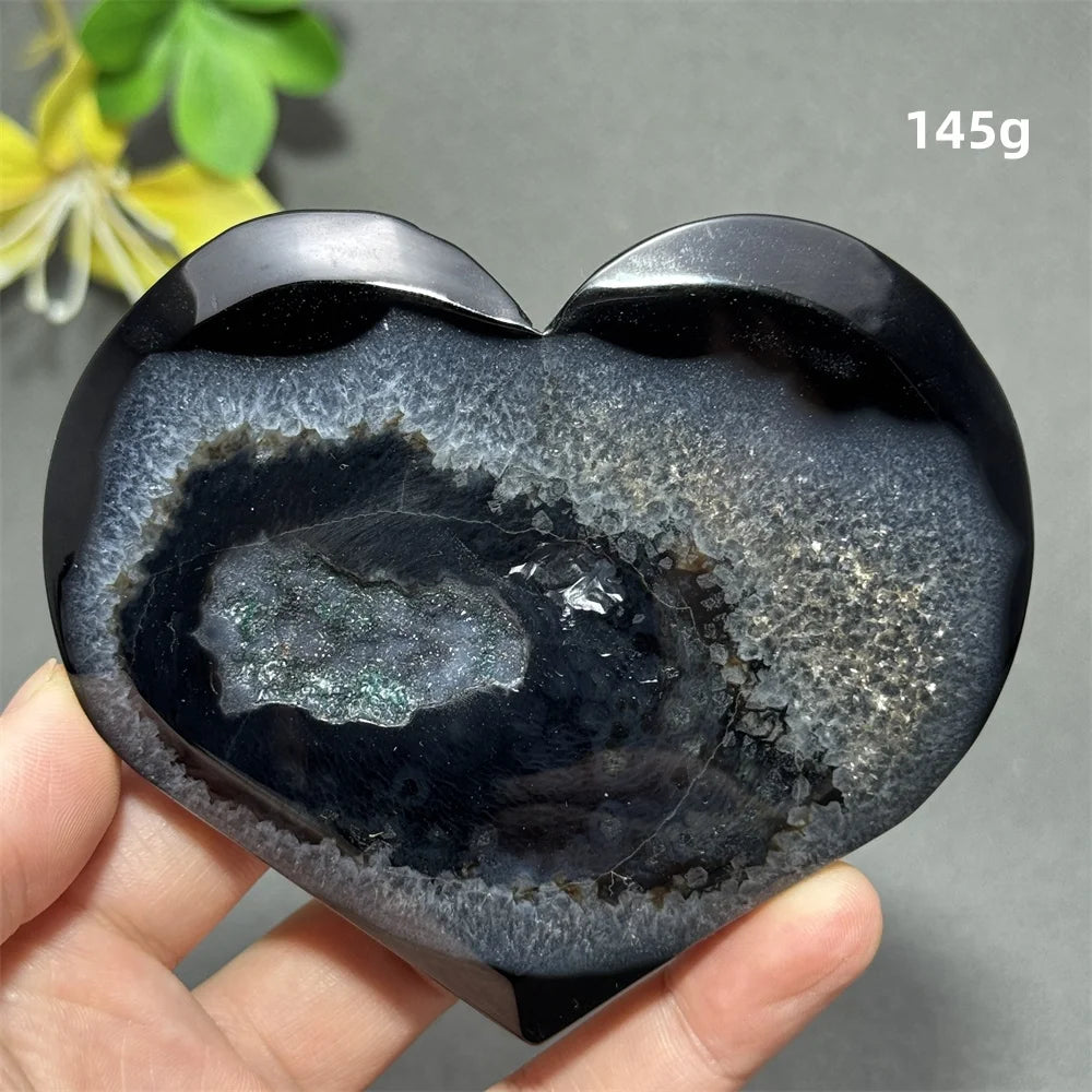 Black Agate Geode Heart-ToShay.org