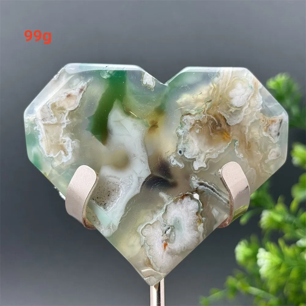 Green Cherry Blossom Agate Heart-ToShay.org