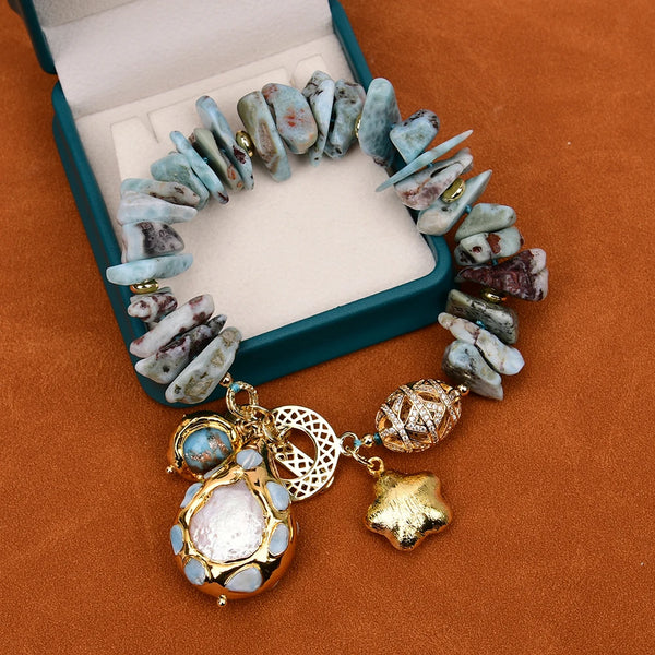 Blue Larimar Charm Bracelet-ToShay.org