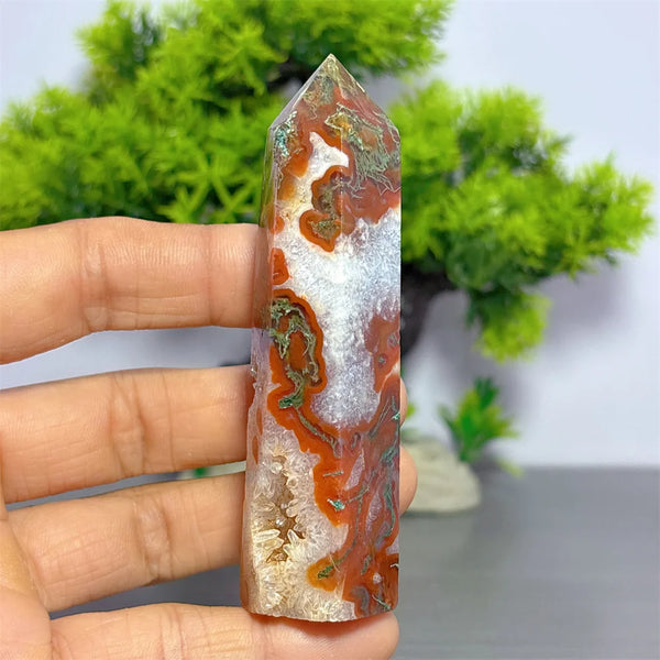 Red Green Moss Agate Point-ToShay.org