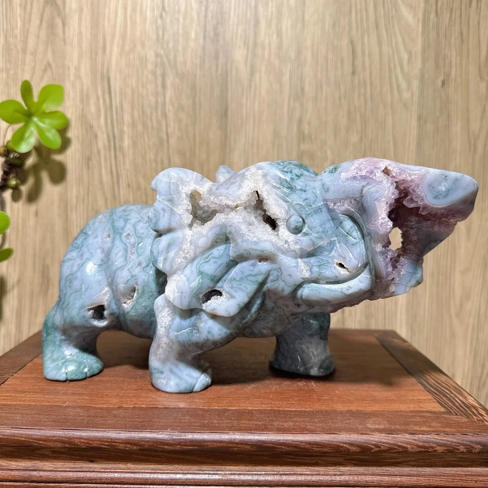 Green Moss Agate Amethyst Elephant-ToShay.org