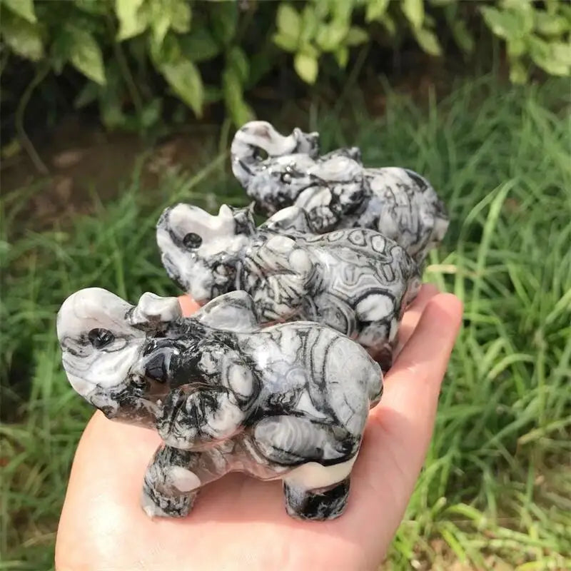 Black White Shellstone Elephant-ToShay.org
