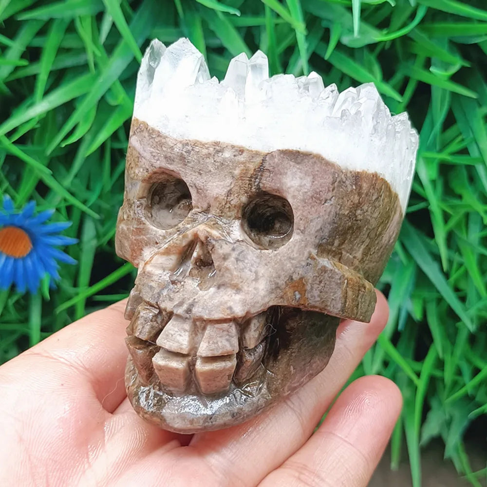White Crystal Cluster Skull-ToShay.org