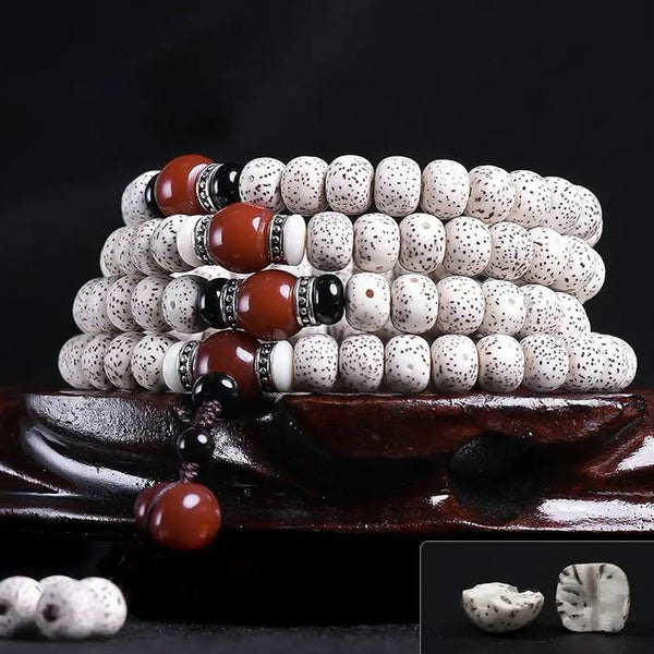 White Bodhi Buddha Beads-ToShay.org