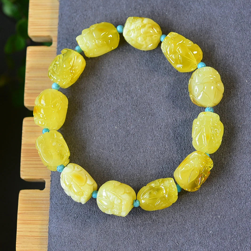 Yellow Amber Pi Xiu Bracelet-ToShay.org