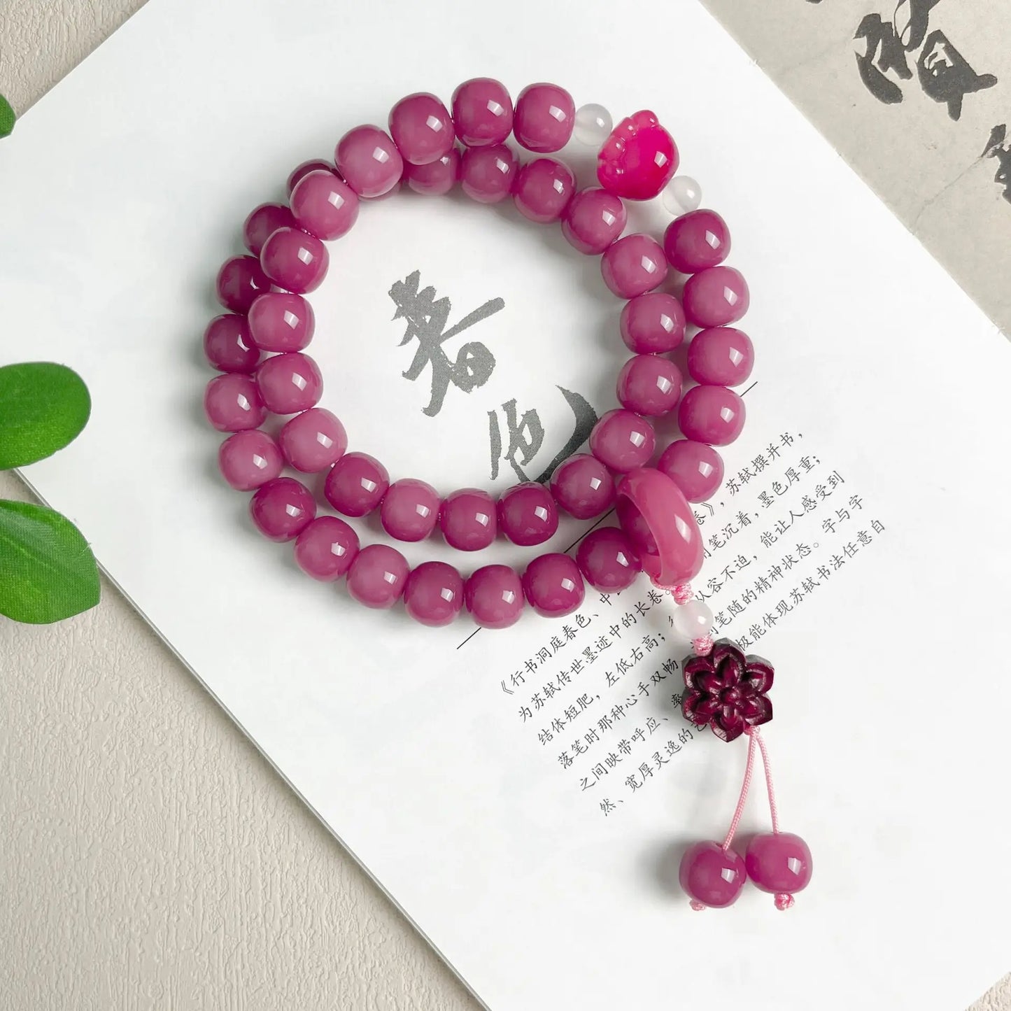 Pink Bodhi Buddha Beads-ToShay.org