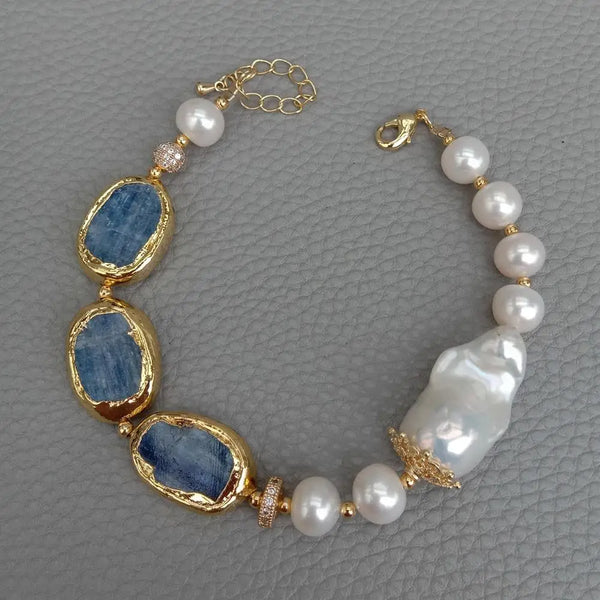 Blue Kyanite Pearl Bracelet-ToShay.org
