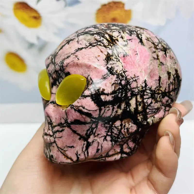 Pink Agate Alien Skull-ToShay.org
