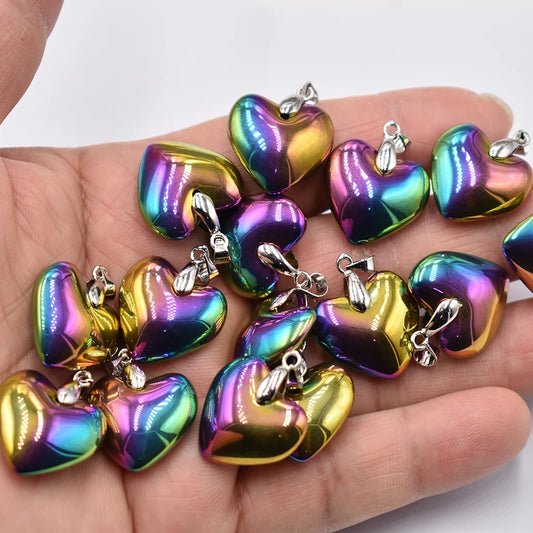 Rainbow Hematite Heart Pendants-ToShay.org