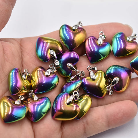 Rainbow Hematite Heart Pendants-ToShay.org