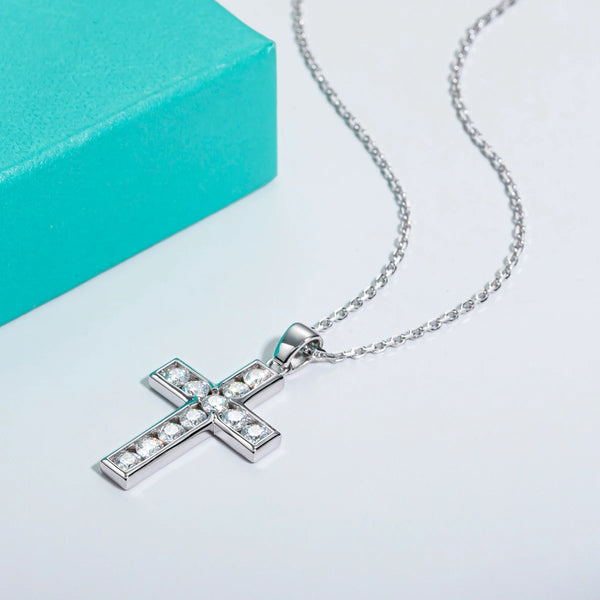 Silver Diamond Cross Pendant-ToShay.org