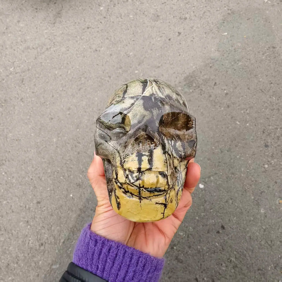 Yellow Painting Stone Skull-ToShay.org