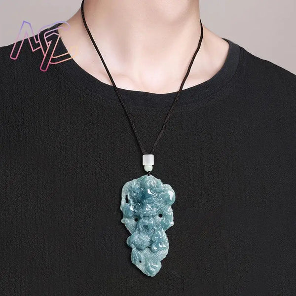Blue Jadeite Dragon Pendant-ToShay.org