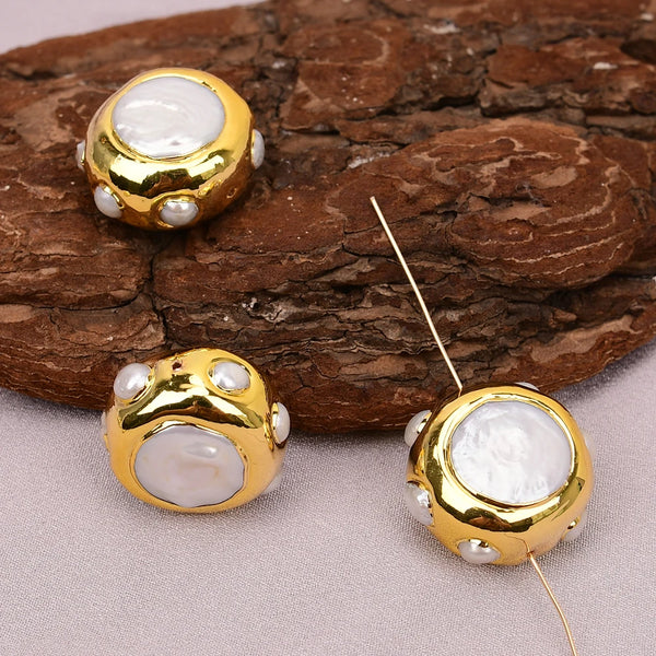 White Pearl Bezel Beads-ToShay.org